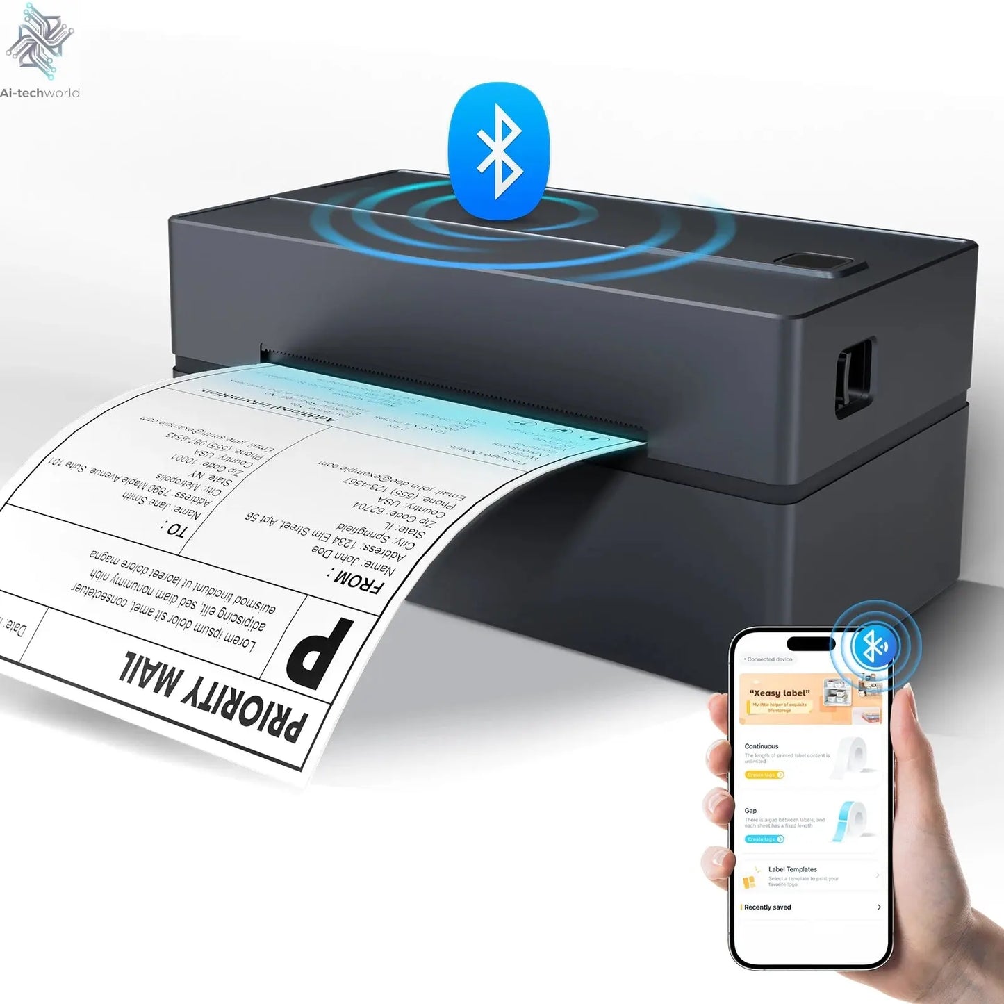 Thermal Label Printer Portable No Ink Required 300DPI 4x6 for Small Business WiFi Bluetooth USB High Speed Express Airway Bill Ai-TechWorld 
