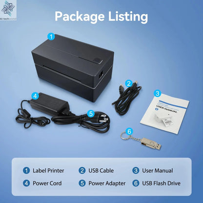 Thermal Label Printer Portable No Ink Required 300DPI 4x6 for Small Business WiFi Bluetooth USB High Speed Express Airway Bill Ai-TechWorld 