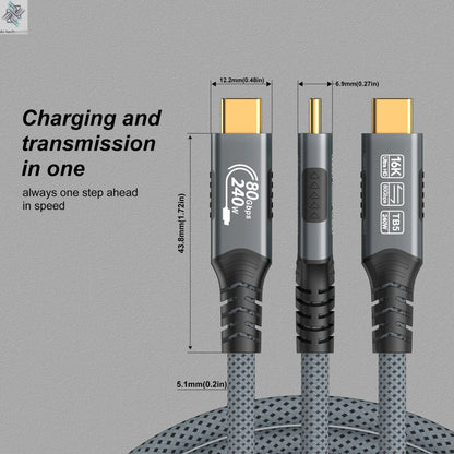 Thunderbolt 5 Type-C Cable 16K@30Hz 8K 48V/5A  PD240W 80Gbps Type-C to USB C for iphone 15 Pro Tablet Switch Laptop MacBook Pro - Ai-TechWorld
