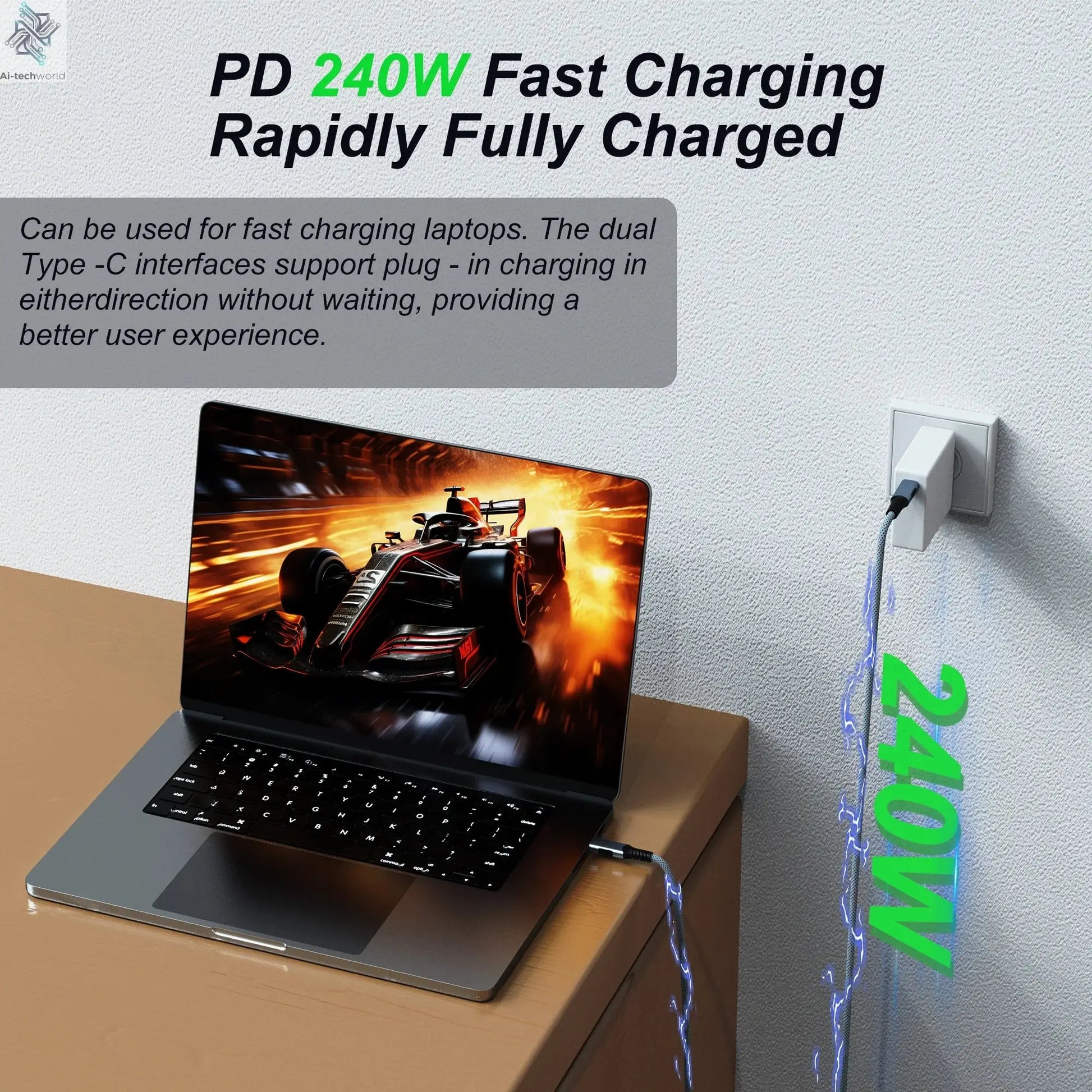 Thunderbolt 5 Type-C Cable 16K@30Hz 8K 48V/5A  PD240W 80Gbps Type-C to USB C for iphone 15 Pro Tablet Switch Laptop MacBook Pro - Ai-TechWorld