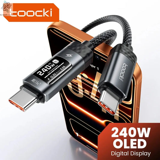 Toocki 240W USB C to USB C Cable LED Digital Display PD3.1 Fast Charging Type C to Type C Cable For Macbook iPhone 17 16 Samsung Ai-TechWorld 