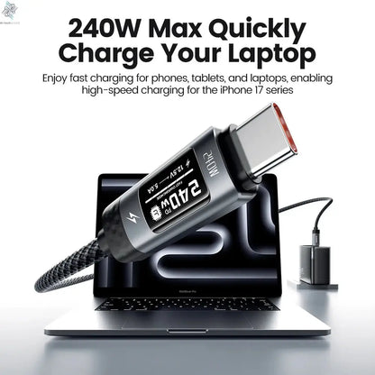Toocki 240W USB C to USB C Cable LED Digital Display PD3.1 Fast Charging Type C to Type C Cable For Macbook iPhone 17 16 Samsung Ai-TechWorld 