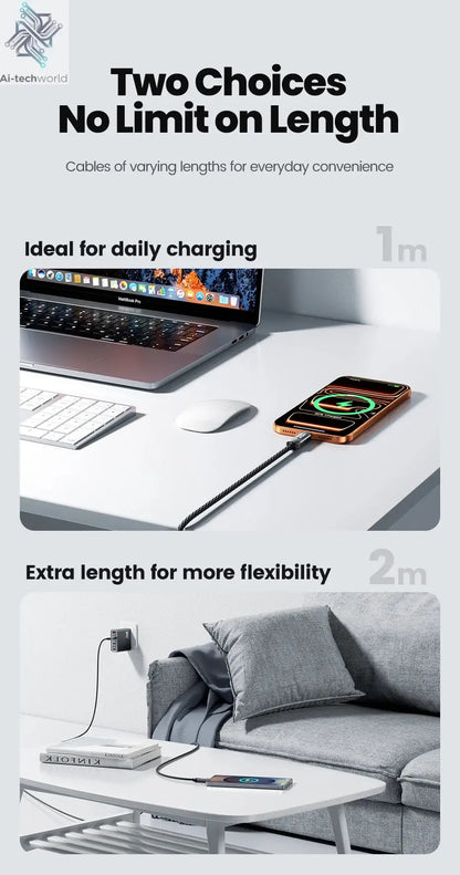 Toocki 240W USB C to USB C Cable LED Digital Display PD3.1 Fast Charging Type C to Type C Cable For Macbook iPhone 17 16 Samsung Ai-TechWorld 
