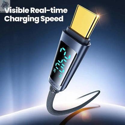 Toocki 240W USB C to USB C Cable LED Digital PD3.1 QC4.0 Fast Charging Dual C Cable for iPhone 15 Pro Macbook 480Mbps Data Cord Ai-TechWorld 
