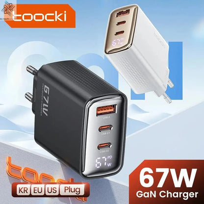 Toocki 67W GaN USB Type C Charger Digital Display 65W 45W PPS PD QC4.0 Quick Charge For Macbook Laptop IPAD Tablet iPhone 15 14 Ai-TechWorld 