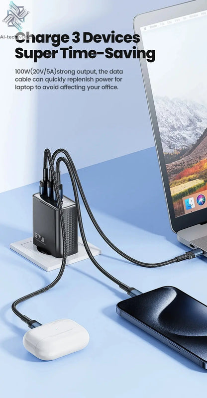 Toocki 67W GaN USB Type C Charger Digital Display 65W 45W PPS PD QC4.0 Quick Charge For Macbook Laptop IPAD Tablet iPhone 15 14 Ai-TechWorld 