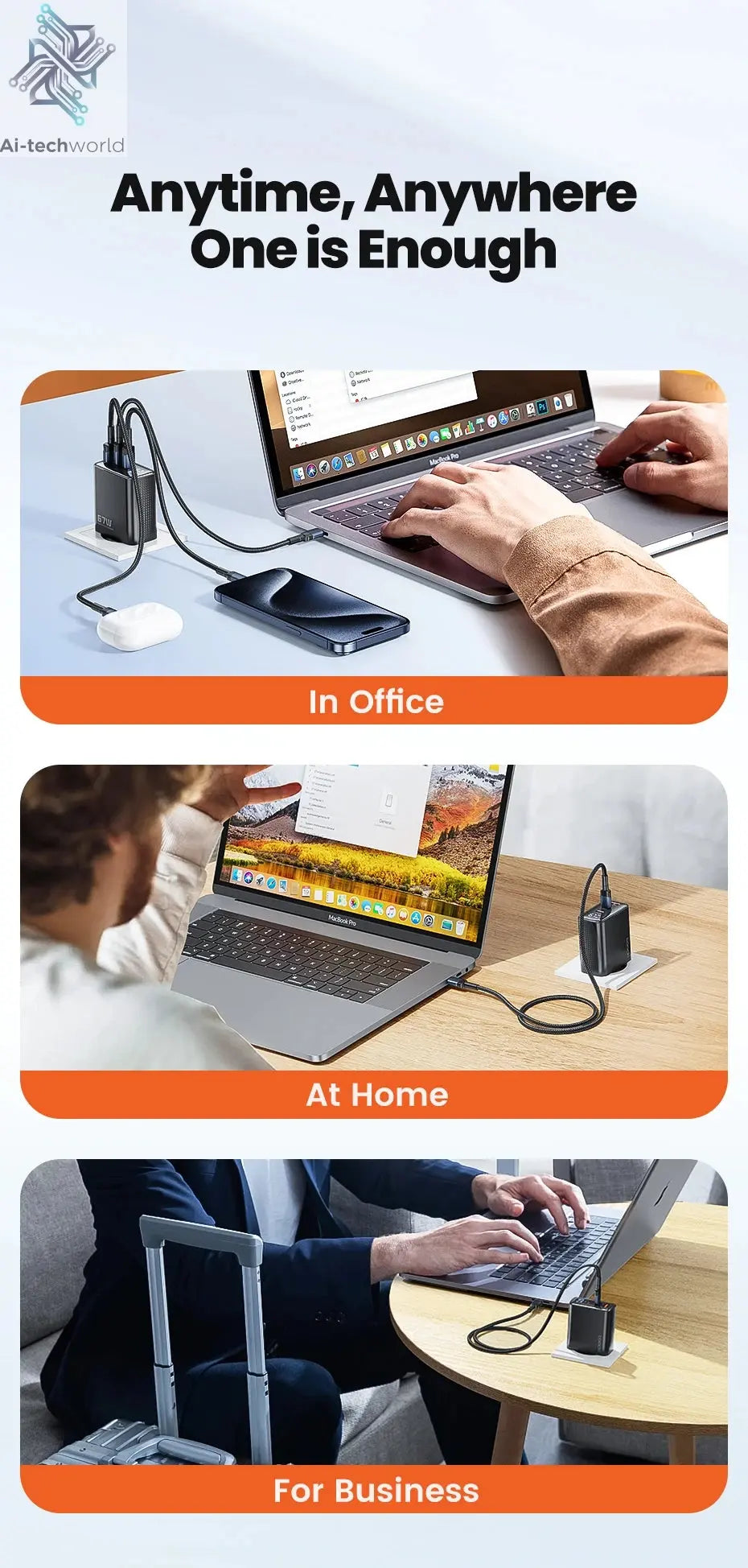 Toocki 67W GaN USB Type C Charger Digital Display 65W 45W PPS PD QC4.0 Quick Charge For Macbook Laptop IPAD Tablet iPhone 15 14 Ai-TechWorld 