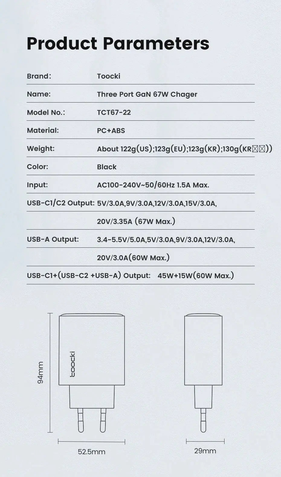 Toocki 67W GaN USB Type C Charger Digital Display 65W 45W PPS PD QC4.0 Quick Charge For Macbook Laptop IPAD Tablet iPhone 15 14 Ai-TechWorld 