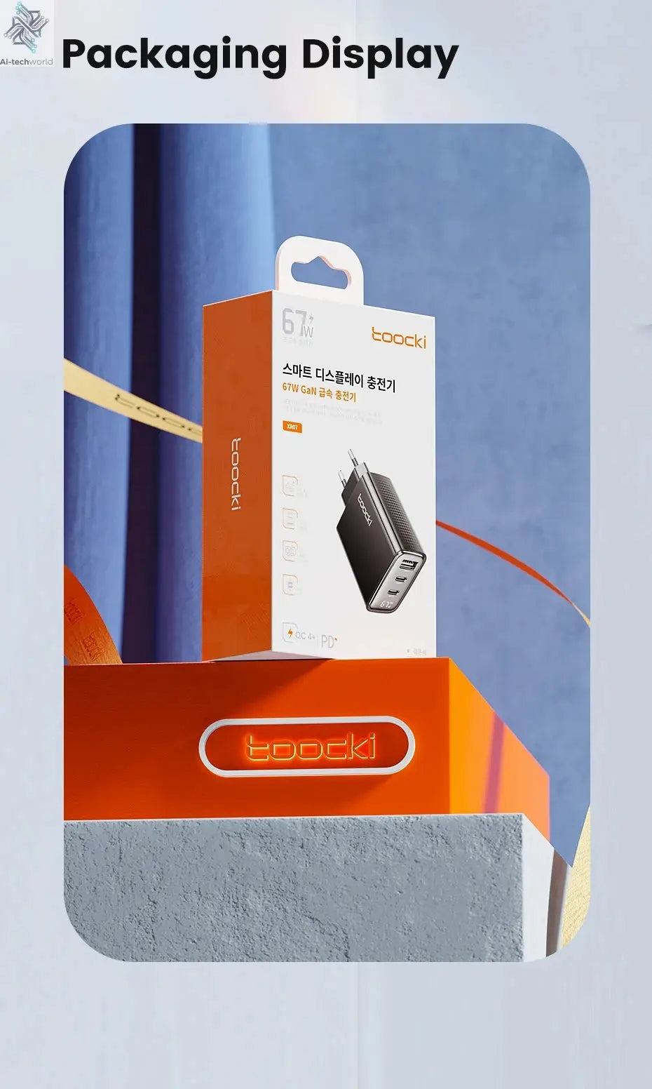 Toocki 67W GaN USB Type C Charger Digital Display 65W 45W PPS PD QC4.0 Quick Charge For Macbook Laptop IPAD Tablet iPhone 15 14 Ai-TechWorld 