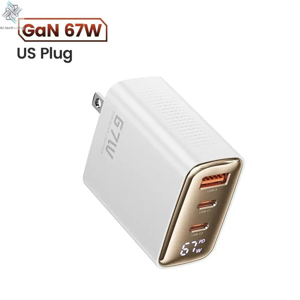 Toocki 67W GaN USB Type C Charger Digital Display 65W 45W PPS PD QC4.0 Quick Charge For Macbook Laptop IPAD Tablet iPhone 15 14 Ai-TechWorld 