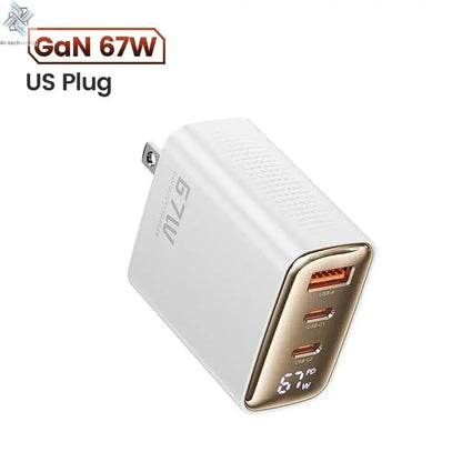 Toocki 67W GaN USB Type C Charger Digital Display 65W 45W PPS PD QC4.0 Quick Charge For Macbook Laptop IPAD Tablet iPhone 15 14 Ai-TechWorld 
