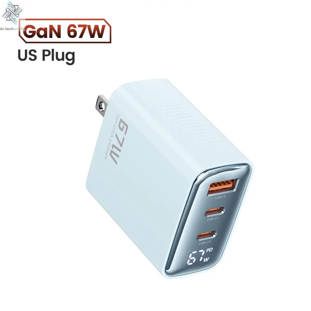 Toocki 67W GaN USB Type C Charger Digital Display 65W 45W PPS PD QC4.0 Quick Charge For Macbook Laptop IPAD Tablet iPhone 15 14 Ai-TechWorld 