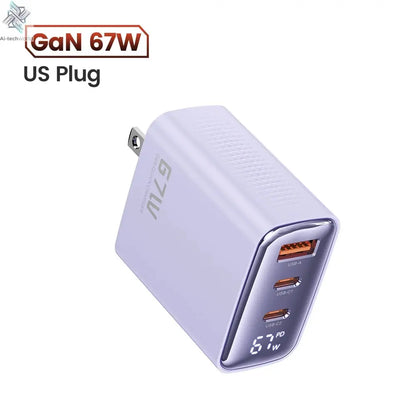 Toocki 67W GaN USB Type C Charger Digital Display 65W 45W PPS PD QC4.0 Quick Charge For Macbook Laptop IPAD Tablet iPhone 15 14 Ai-TechWorld 