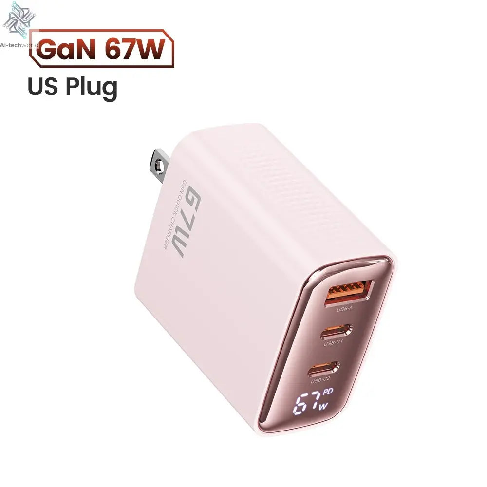 Toocki 67W GaN USB Type C Charger Digital Display 65W 45W PPS PD QC4.0 Quick Charge For Macbook Laptop IPAD Tablet iPhone 15 14 Ai-TechWorld 