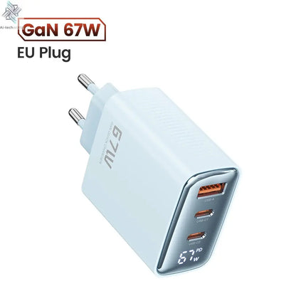 Toocki 67W GaN USB Type C Charger Digital Display 65W 45W PPS PD QC4.0 Quick Charge For Macbook Laptop IPAD Tablet iPhone 15 14 Ai-TechWorld 