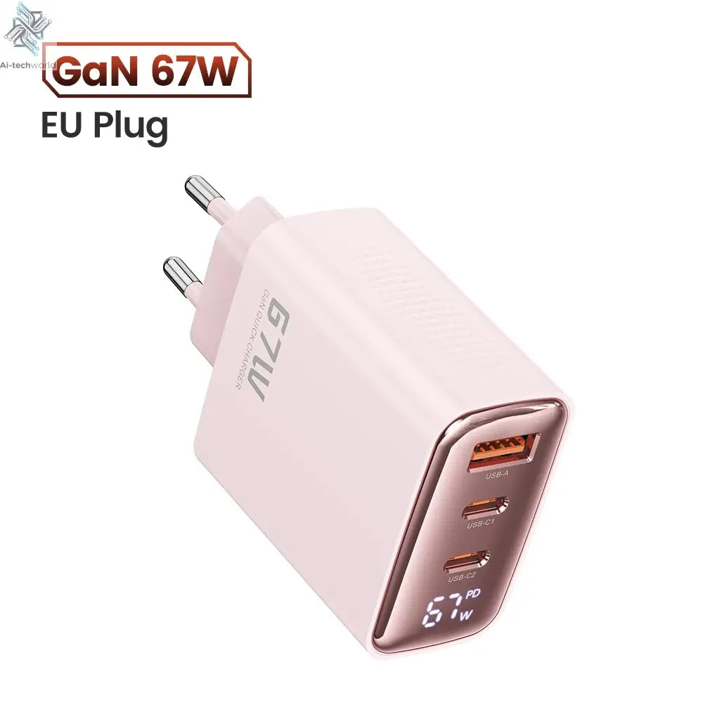 Toocki 67W GaN USB Type C Charger Digital Display 65W 45W PPS PD QC4.0 Quick Charge For Macbook Laptop IPAD Tablet iPhone 15 14 Ai-TechWorld 