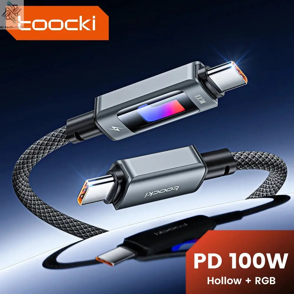 Toocki PD 100W USB C To USB C Cable PD Fast Charging Charger Cable 5A E-Marker Chip For iphone 17 16 Macbook Xiaomi Samsung S23 Ai-TechWorld 