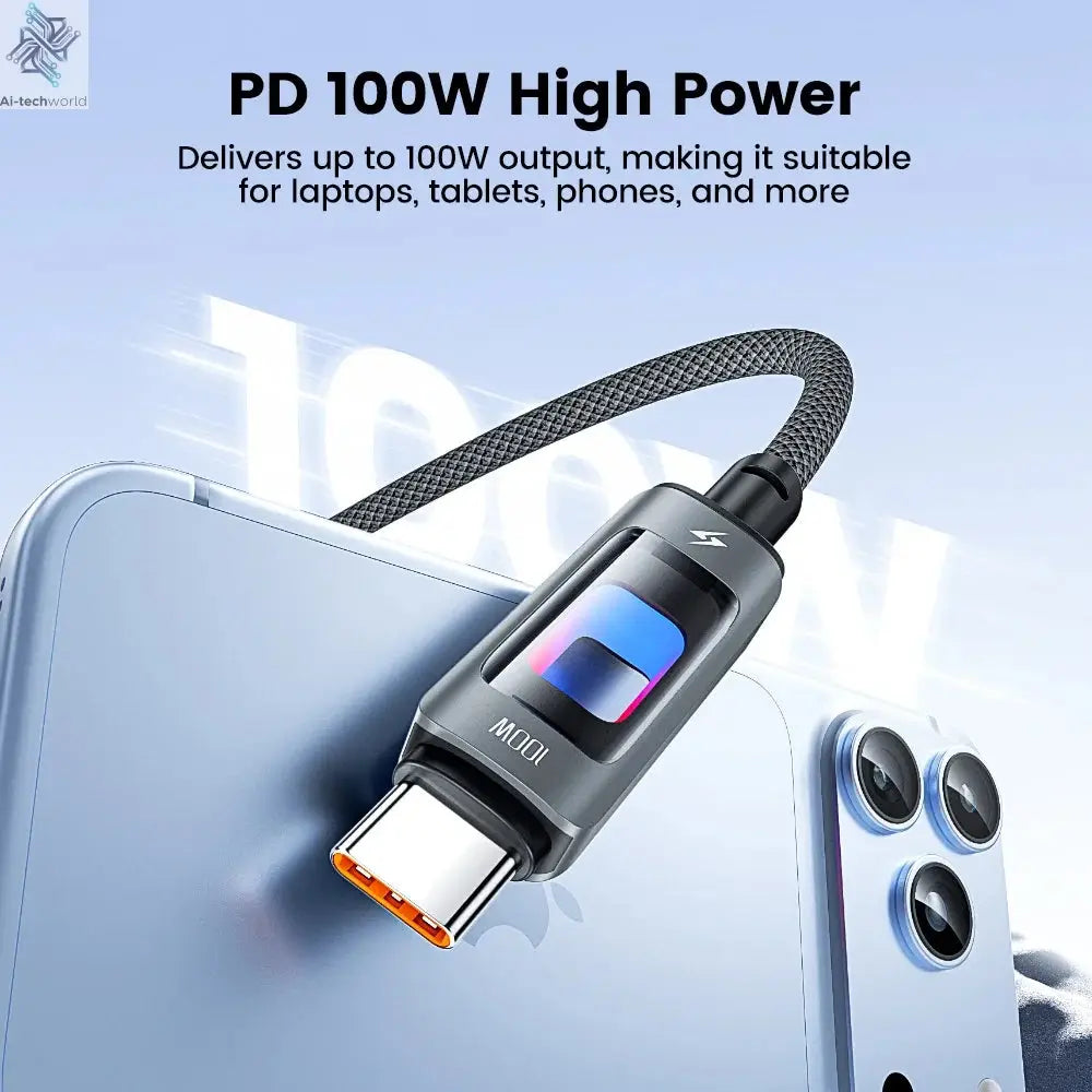 Toocki PD 100W USB C To USB C Cable PD Fast Charging Charger Cable 5A E-Marker Chip For iphone 17 16 Macbook Xiaomi Samsung S23 Ai-TechWorld 