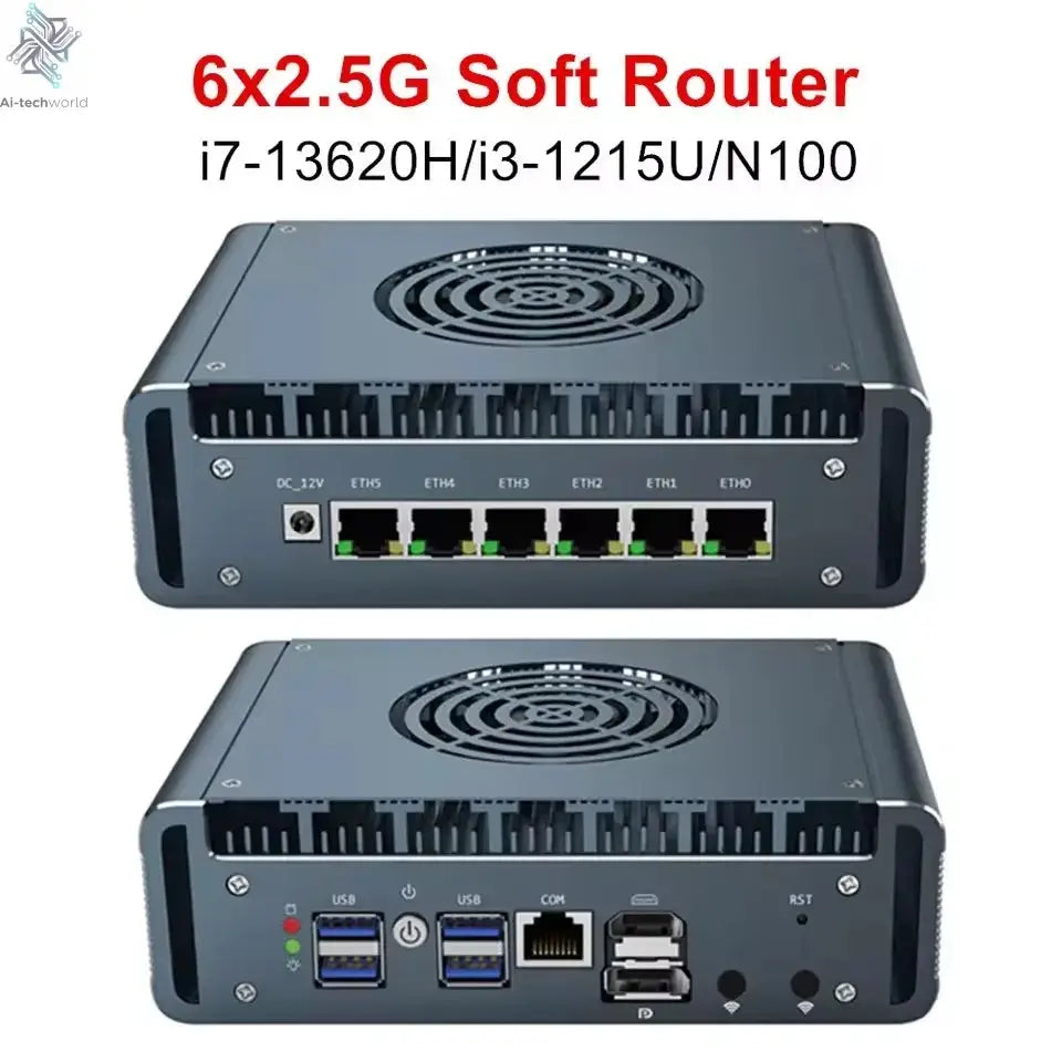 Topton Metal i7 13620H i3 1215U N100 Firewall Mini Computer 6x2.5G LAN intel i226-V DDR5 NVMe Proxmox pfSense OPNsense Mini PC Ai-TechWorld 