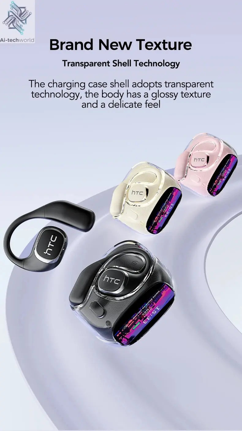 Translator HTC NE11 Bluetooth 6.0 OWS Wireless Headphones Translation Earphones Full-Color Touch Screen Ultra Long Battery Life Ai-TechWorld 