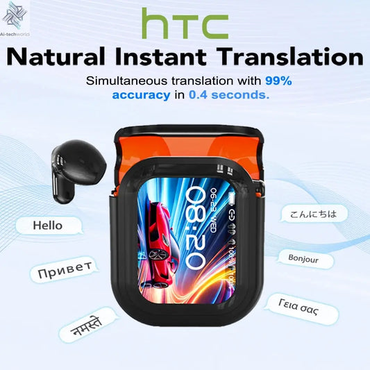 Translator HTC NE20 New Bluetooth 6.0 Wireless Headphones Translation Ai-TechWorld 