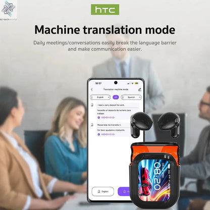 Translator HTC NE20 New Bluetooth 6.0 Wireless Headphones Translation Ai-TechWorld 