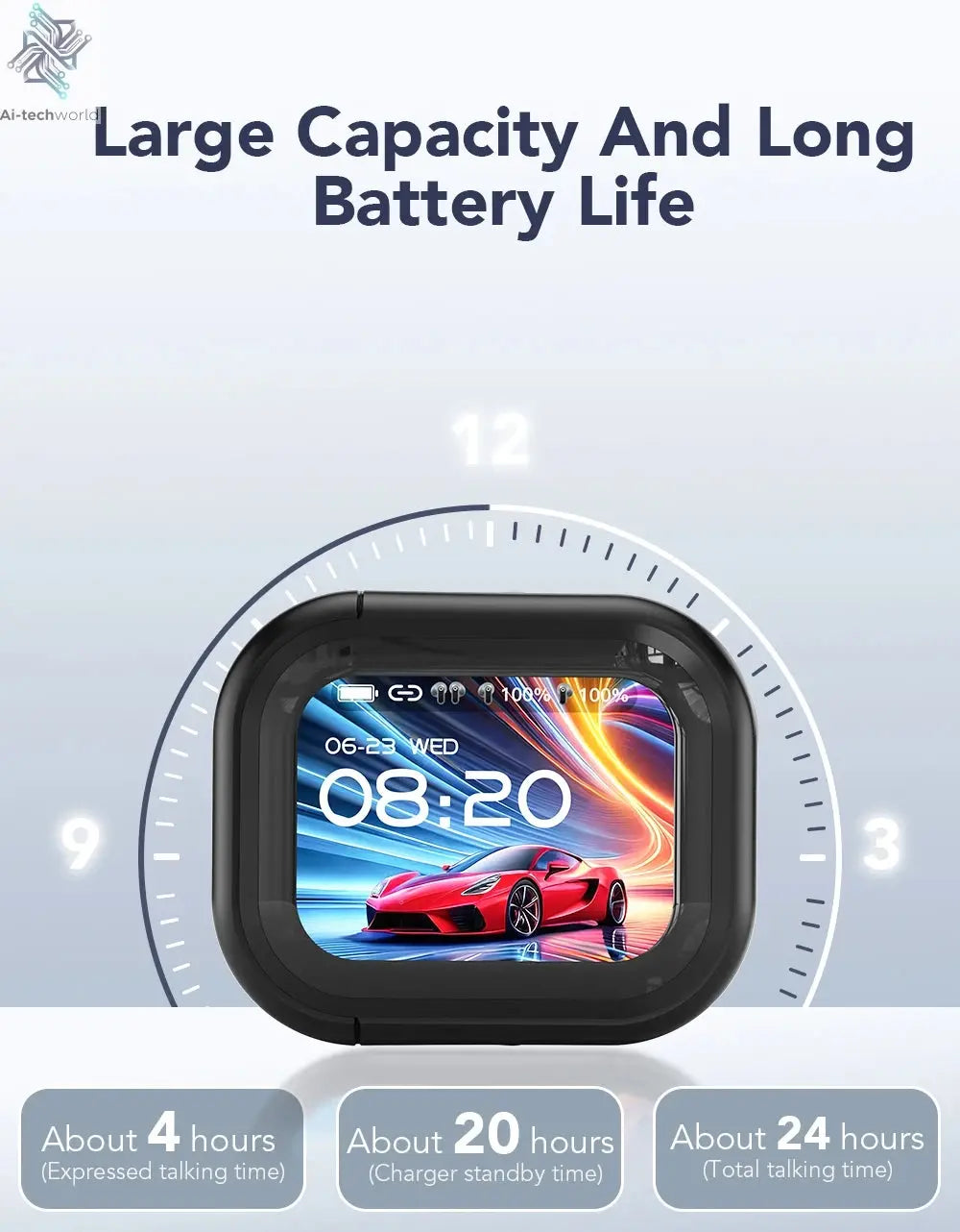 Translator HTC NE20 New Bluetooth 6.0 Wireless Headphones Translation Ai-TechWorld 