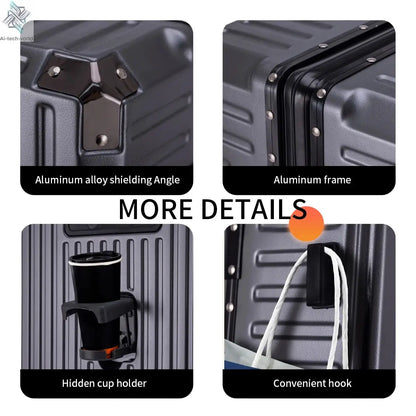 Trolley Luggage 20 24 26 28" Aluminum Frame Rolling Luggage Case USB Travel Suitcase on Wheels Combination Lock Carry on Luggage - Ai-TechWorld