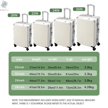 Trolley Luggage 20 24 26 28" Aluminum Frame Rolling Luggage Case USB Travel Suitcase on Wheels Combination Lock Carry on Luggage - Ai-TechWorld