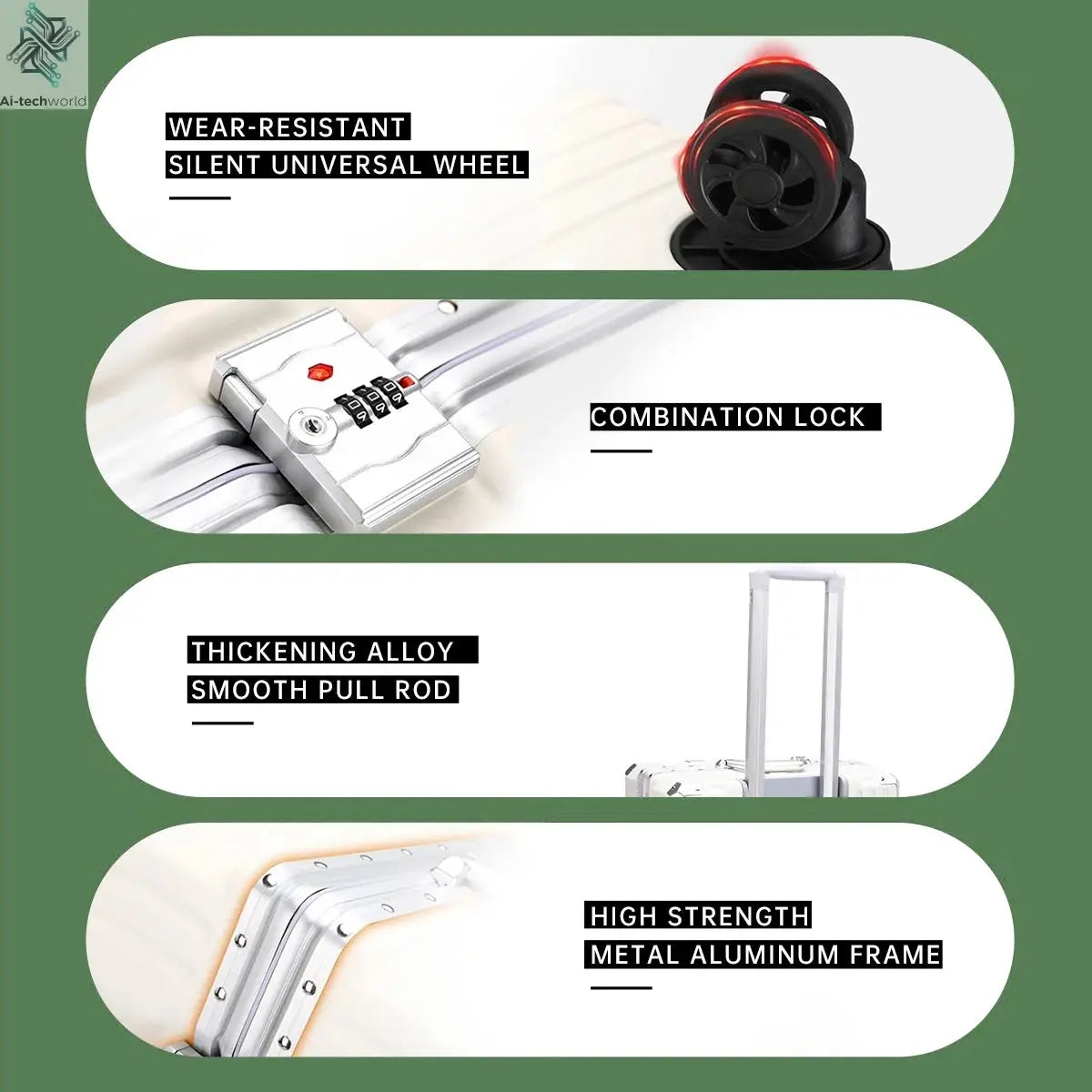 Trolley Luggage 20 24 26 28" Aluminum Frame Rolling Luggage Case USB Travel Suitcase on Wheels Combination Lock Carry on Luggage - Ai-TechWorld