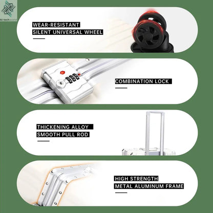 Trolley Luggage 20 24 26 28" Aluminum Frame Rolling Luggage Case USB Travel Suitcase on Wheels Combination Lock Carry on Luggage - Ai-TechWorld