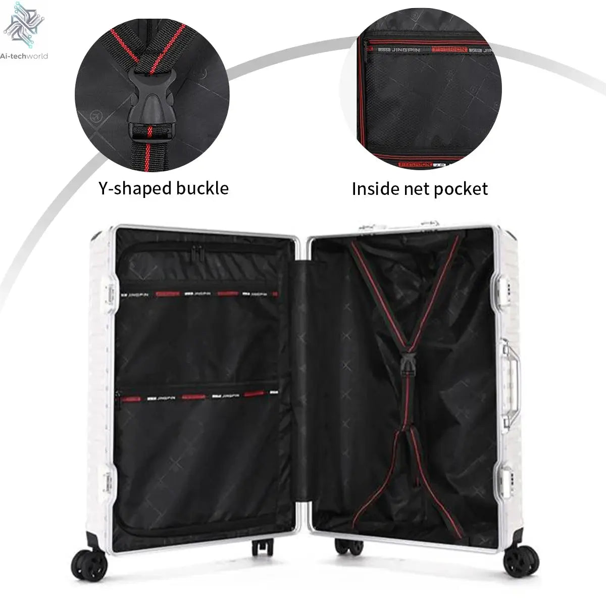 Trolley Luggage 20 24 26 28" Aluminum Frame Rolling Luggage Case USB Travel Suitcase on Wheels Combination Lock Carry on Luggage - Ai-TechWorld