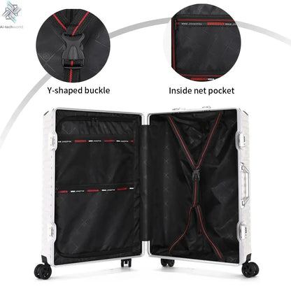 Trolley Luggage 20 24 26 28" Aluminum Frame Rolling Luggage Case USB Travel Suitcase on Wheels Combination Lock Carry on Luggage - Ai-TechWorld