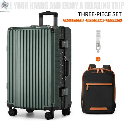 Trolley Luggage 20 24 26 28" Aluminum Frame Rolling Luggage Case USB Travel Suitcase on Wheels Combination Lock Carry on Luggage - Ai-TechWorld