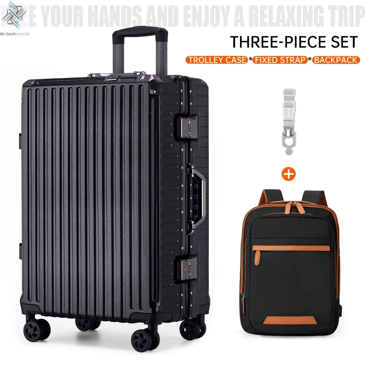 Trolley Luggage 20 24 26 28" Aluminum Frame Rolling Luggage Case USB Travel Suitcase on Wheels Combination Lock Carry on Luggage - Ai-TechWorld