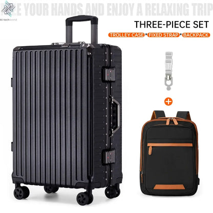 Trolley Luggage 20 24 26 28" Aluminum Frame Rolling Luggage Case USB Travel Suitcase on Wheels Combination Lock Carry on Luggage - Ai-TechWorld
