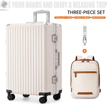 Trolley Luggage 20 24 26 28" Aluminum Frame Rolling Luggage Case USB Travel Suitcase on Wheels Combination Lock Carry on Luggage - Ai-TechWorld