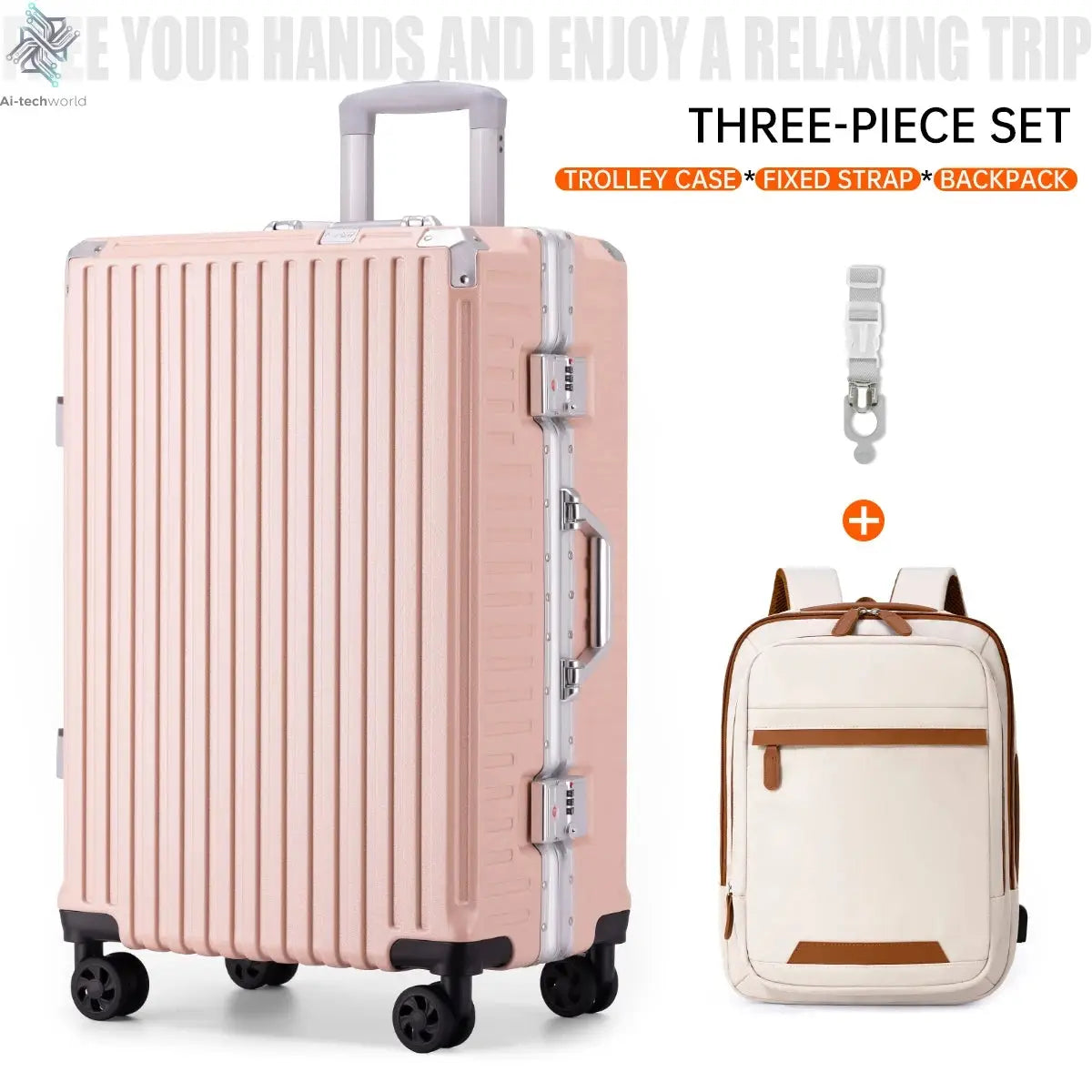 Trolley Luggage 20 24 26 28" Aluminum Frame Rolling Luggage Case USB Travel Suitcase on Wheels Combination Lock Carry on Luggage - Ai-TechWorld
