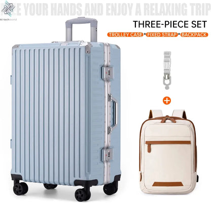Trolley Luggage 20 24 26 28" Aluminum Frame Rolling Luggage Case USB Travel Suitcase on Wheels Combination Lock Carry on Luggage - Ai-TechWorld