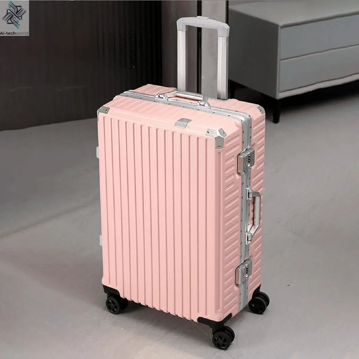 Trolley Luggage 20 24 26 28" Aluminum Frame Rolling Luggage Case USB Travel Suitcase on Wheels Combination Lock Carry on Luggage - Ai-TechWorld