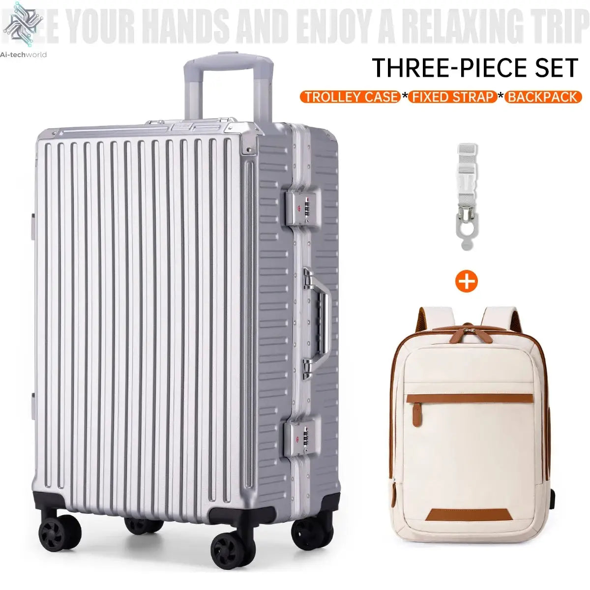 Trolley Luggage 20 24 26 28" Aluminum Frame Rolling Luggage Case USB Travel Suitcase on Wheels Combination Lock Carry on Luggage - Ai-TechWorld