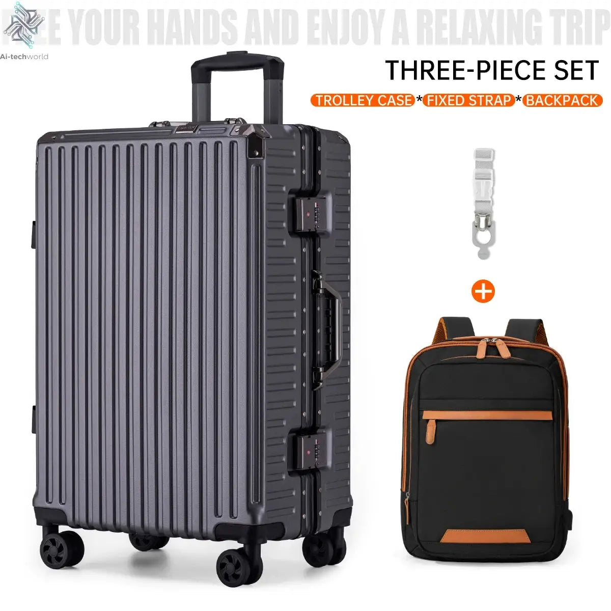 Trolley Luggage 20 24 26 28" Aluminum Frame Rolling Luggage Case USB Travel Suitcase on Wheels Combination Lock Carry on Luggage - Ai-TechWorld