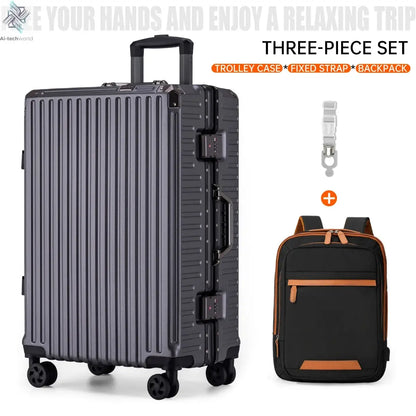 Trolley Luggage 20 24 26 28" Aluminum Frame Rolling Luggage Case USB Travel Suitcase on Wheels Combination Lock Carry on Luggage - Ai-TechWorld