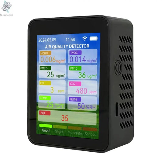 Tuya WiFi Multifunctional Air Quality Meter Household HCHO TVOC Carbon Monoxide CO2 PM2.5 PM10 Tester Portable Ai-TechWorld 