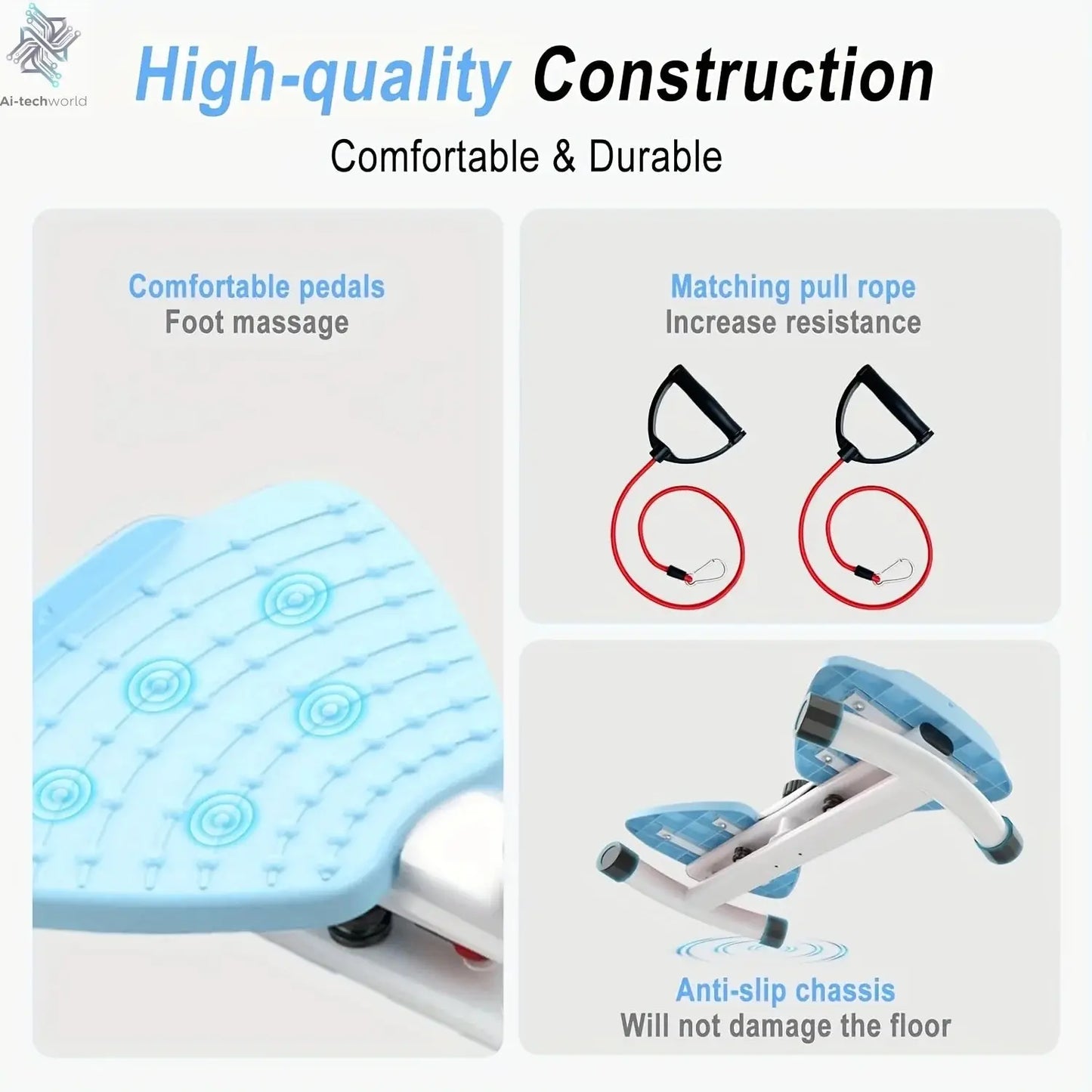 Twist Waist Plate, 20.87 Inch Waist Twister Machine with 2x30 Inch Ropes, 300 lbs Capacity Ab Twisting Fitness for Men & Women - Ai-TechWorld