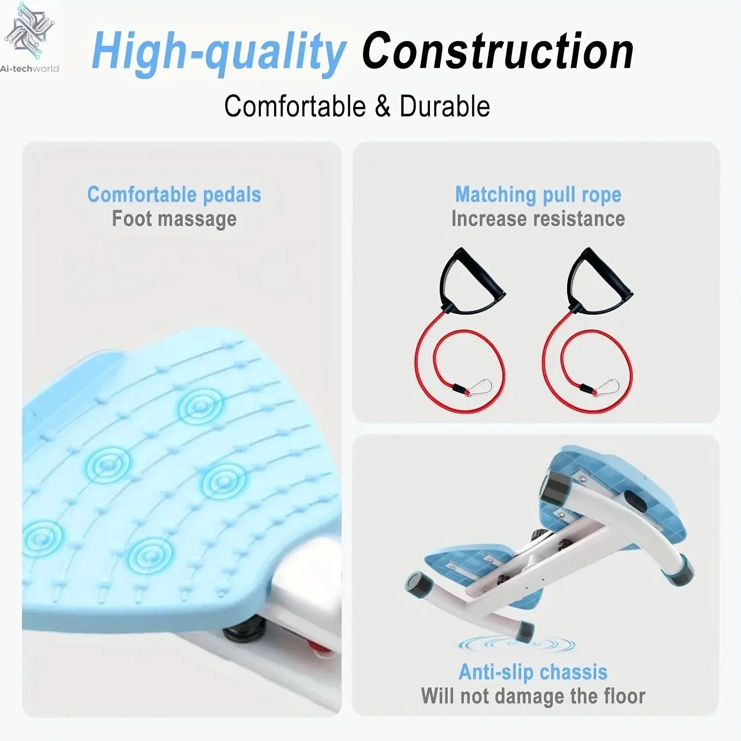 Twist Waist Plate, 20.87 Inch Waist Twister Machine with 2x30 Inch Ropes, 300 lbs Capacity Ab Twisting Fitness for Men & Women - Ai-TechWorld