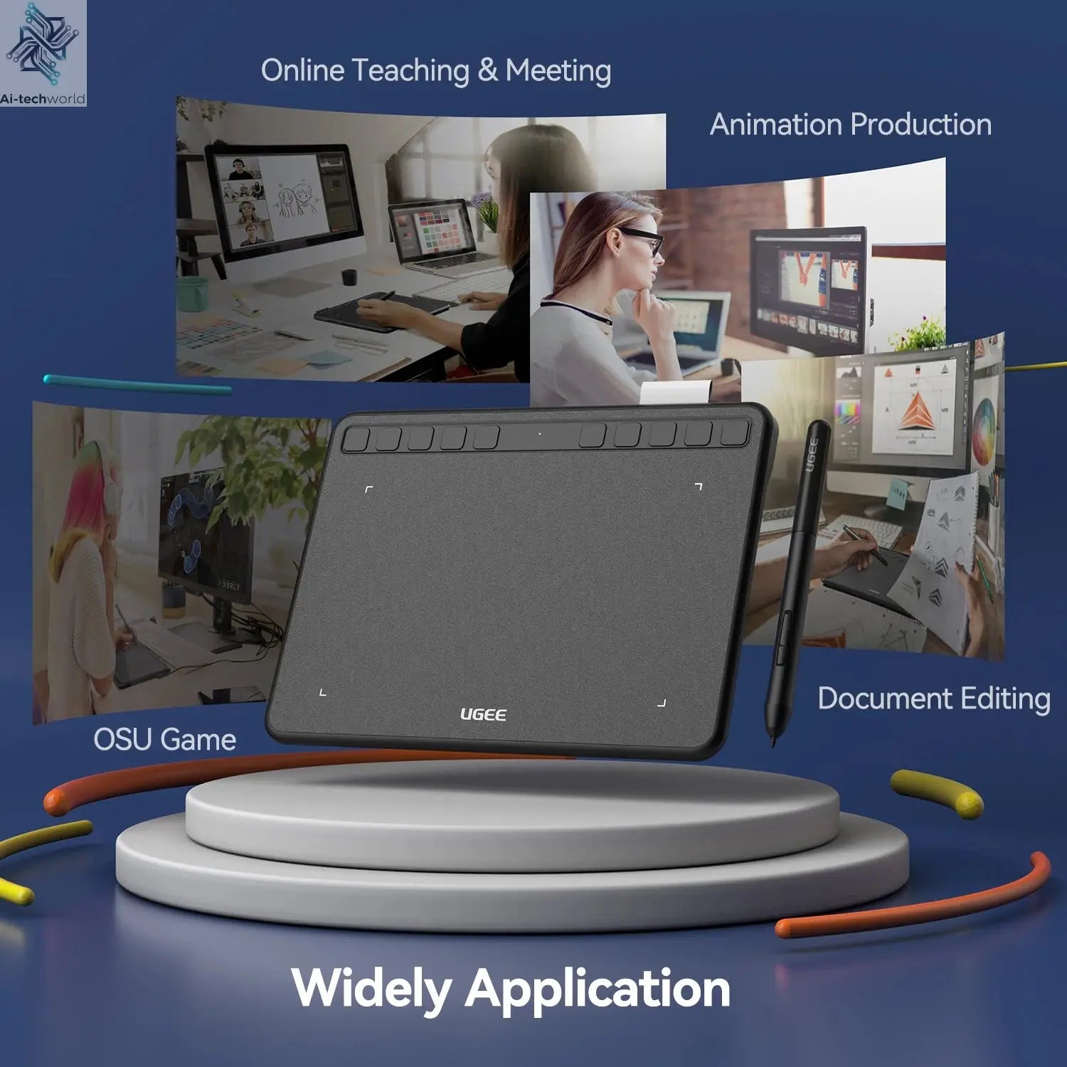 UGEE S640 Graphic Tablet 6 Inch Drawing Tablets Digital Pen Pad Writing Drawing Board 8192 Stylus for Android Windows Mac Laptop Ai-TechWorld 