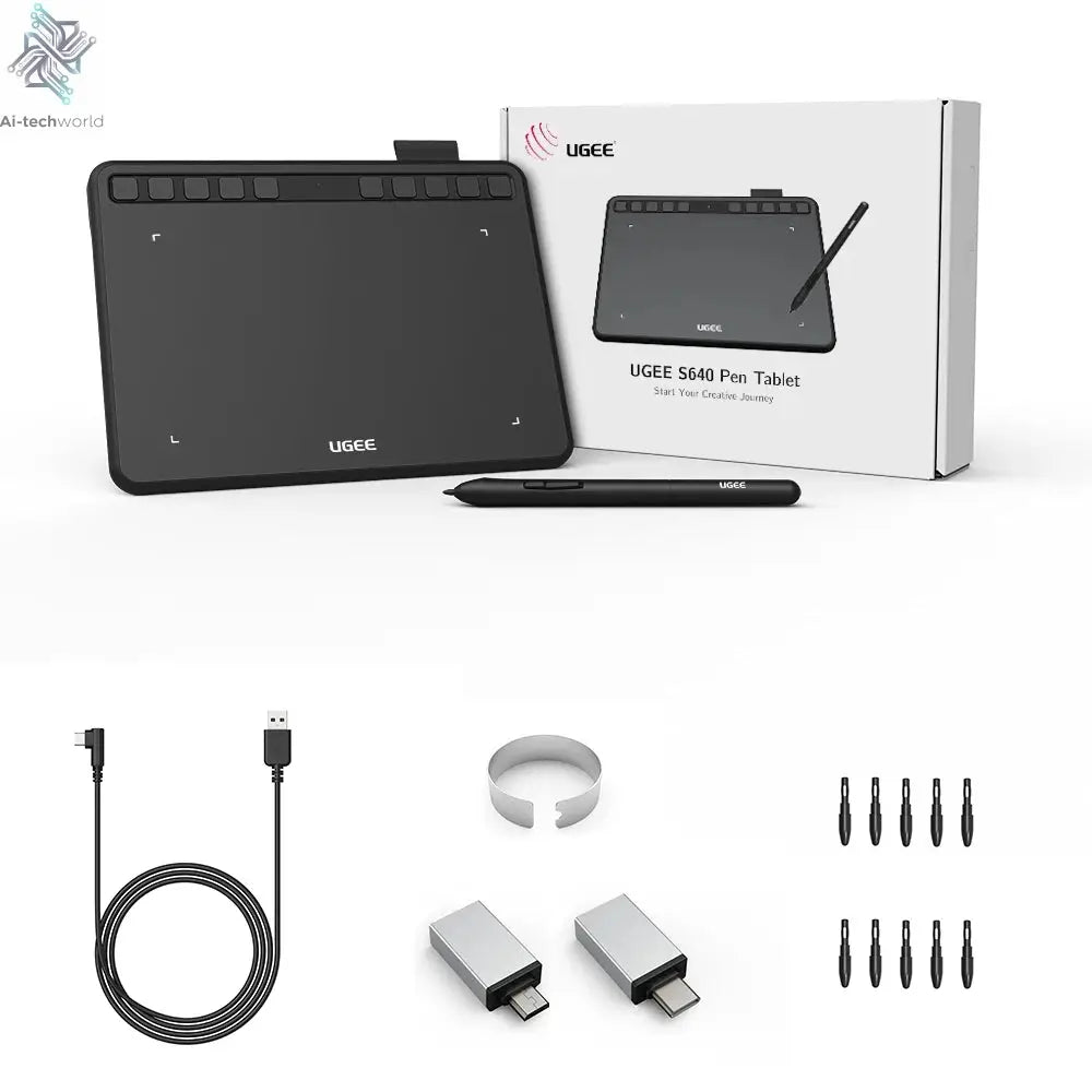 UGEE S640 Graphic Tablet 6 Inch Drawing Tablets Digital Pen Pad Writing Drawing Board 8192 Stylus for Android Windows Mac Laptop Ai-TechWorld 