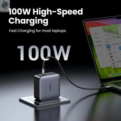UGREEN 100W GaN Charger 5 Ports USB C Charger QC4.0 3.0 PPS For Macbook Air Laptop Tablet PDFast Charger For iPhone 16 15 14 Pro Ai-TechWorld 