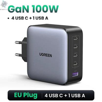 UGREEN 100W GaN Charger 5 Ports USB C Charger QC4.0 3.0 PPS For Macbook Air Laptop Tablet PDFast Charger For iPhone 16 15 14 Pro Ai-TechWorld 
